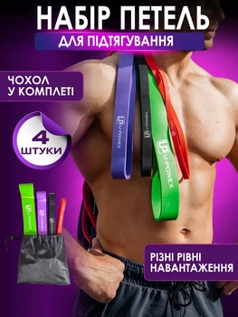 Петли для подтягиваний U-Powex PRO Набор из 4 петель резинки для фитнеса полный набор чехол (2511254201)
