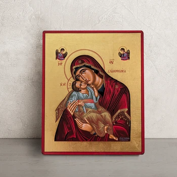 Писаная икона Божьей Матери Гликофилуса (Сладкое Лобзание) 15×19 см