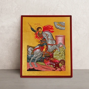 Писаная икона Святого Георгия Победоносца 15×19 см