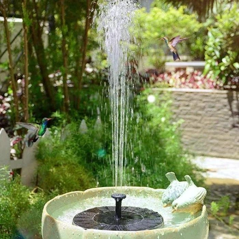 Садовый фонтан Water Pump на солнечной батарее 16 см с насосом и 3 насадками для пруда и сада