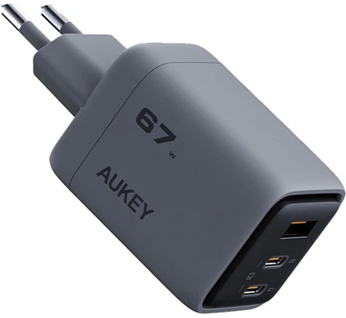 Сетевое зарядное устройство AUKEY PA-C3 Comet Mix 3 67W GaN USB-C PD Dark Grey (689323788194)