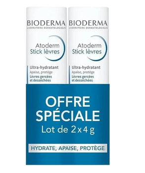 2 шт. Бальзам для губ (стик) Биодерма Атодерм, Bioderma Atoderm Lips Moisturising Stick, набор 4 г х 2 шт
