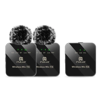 Беспроводной петличный микрофон PULUZ 2 TX + 1 RX Черный (PU3154B)