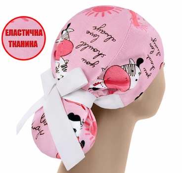 Медична шапочка жіноча PonyTopHat універсальна трикотажна принт Корівки