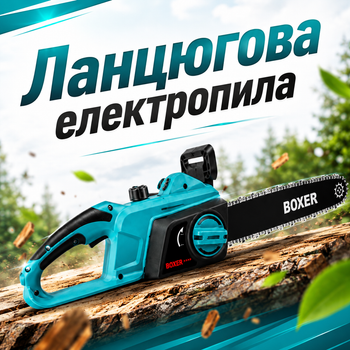 Цепная электропила BOXER BX-3306 2200 Вт с шиной 40 см, скоростью 4600 об/мин, автоматической смазкой, регулировкой подачи масла и блокировкой случайного запуска