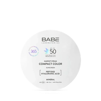 Крем‑пудра компактна BABE Laboratorios SPF 50 з пептидами на фізичних (мінеральних) фільтрах
