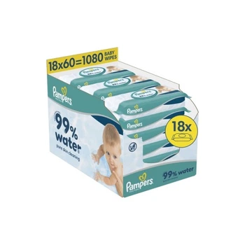 Детские влажные салфетки Pampers 99 Water 60 шт х 18 пачок (1080 шт) (8006530116374) Pampers 8006530116374 1059402