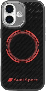 Etui na smartfon Audi RSQ Carbon Fiber Sport Red Circle MagSafe do Apple iPhone 17 Black (AUS-TPUPCMIP17-RSQ/D5-BK)