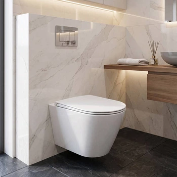 Унітаз підвісний RAK Ceramics Resort RST23AWHA, RESC0004 безобідковий з сидінням Soft Close