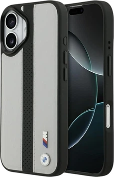 Etui na smartfon BMW M Perforated Stripe Logo MagSafe do Apple iPhone 17 Grey (BMHMP17S25PCPSGK)