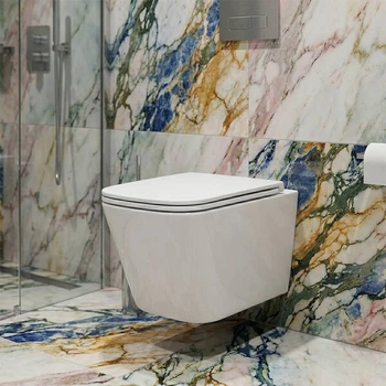 Унітаз підвісний Devit Flow square DFL0520111W безобідковий з кришкою soft-close та Vortex Flush, білий глянець