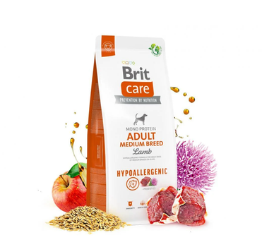 Сухой гипоаллергенный корм для собак средних пород Brit Care Dog Hypoallergenic Adult Medium Breed, с ягненком, 12 кг (8595602559015)