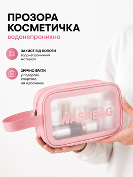Прозрачная косметичка-органайзер водонепроницаемая для косметики, путешествий и хранения с ручкой.