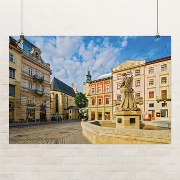 Постер Львов, Площадь Рынок, Lviv, интерьерный декор, A3 28×42 см (id0226)