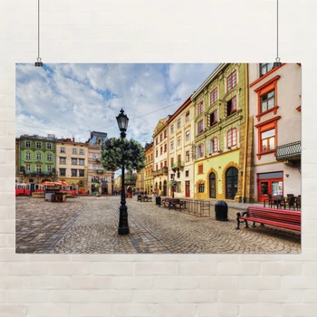 Постер Львів, Площа Ринок, Lviv, інтер'єрний декор, A3 28×42 см (id0227)