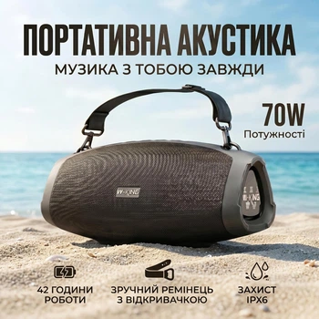 Портативная колонка блютуз W-KING X10 70W RMS пик 120W мощные четкие басы чип DSP bluetooth акустическая система EQ AUX SD TF card плеер Power bank