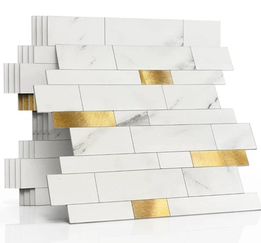 Самоклеящаяся 3D плитка MOFIT White & Gold – набор 10 шт