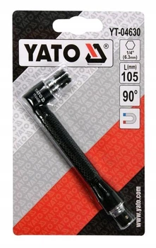 Магнитный двухсторонний держатель для бит YATO YT-04630 с углом 90°, 105 мм, HEX 1/4"