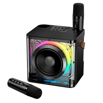 Портативна колонка система караоке Bluetooth BOROFONE DR23 Deep RGB з 2-ма мікрофонами 15W Black