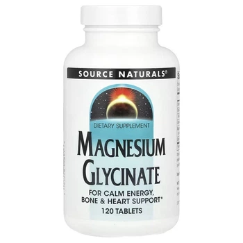 Магний глицинат, Magnesium Glycinate, Source Naturals, 120 таблеток