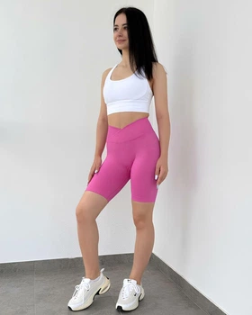 Женские велошорты спортивные V-Shape с Push-Up эффектом для фитнеса повседневной носки Розовый S (VVP6S)