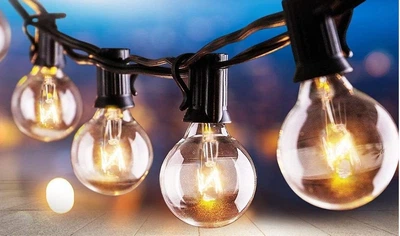 Уличная светодиодная гирлянда G40 7,6 м, 25 LED ламп, теплый белый свет, IP44, для сада, террасы и беседки