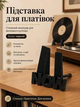 Підставка для вінілової платівки NOW, чорний пластиковий настільний тримач для вінілу, стенд для обкладинки LP-диска, дисплей для платівки «зараз грає», аксесуар для програвача, декор музичної кімнати, подарунок меломану та колекціонеру