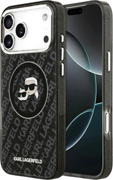 Etui na smartfon Karl Lagerfeld IML Glitter Karl & Choupette Heads Logo MagSafe do Apple iPhone 17 Pro Max Black (KLHMP17XHMKBKCHOK)