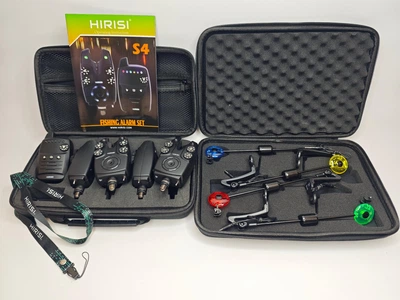 Комплект сигнализаторов поклевки Hirisi S4 4+1 со свингерами Hirisi B2022, беспроводным пейджером и двумя EVA-кейсами