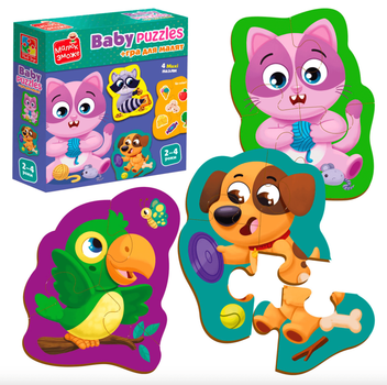 Гра розвиваюча Vladi Toys пазли картонні з грою. Хатні улюбленці. VT1722-25