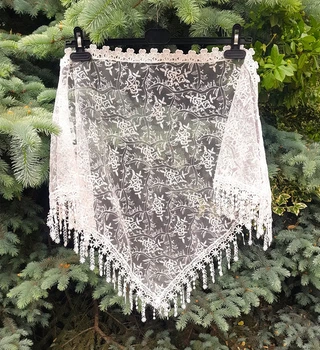 Косынка ажурная к церкви, на крестины, лицом к лицу Лорин айвори