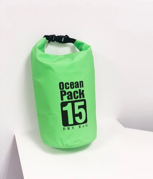Сумка мешок туристический Ocean Pack водонепроницаемый гермомешок рюкзак 15 л зеленый (OP-15-5)