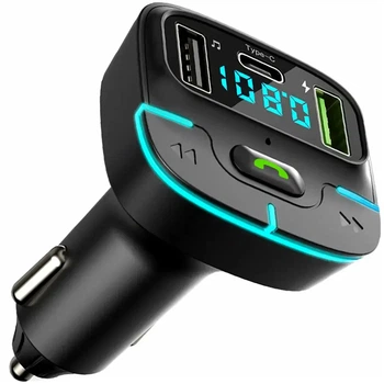 Автомобильный FM-трансмиттер Bluetooth с двумя USB и LED-дисплеем 12V-24V GZ03 черный