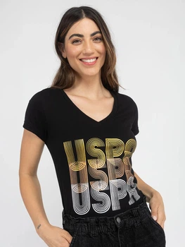 Футболка бавовняна довга жіноча U.S. Polo Assn 703519195 S Чорна (1160789558)