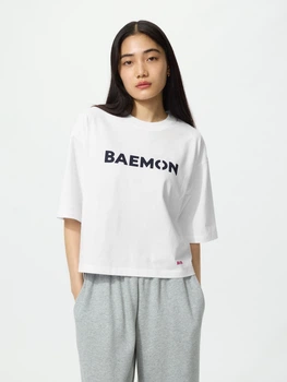 Футболка хлопковая оверсайз короткая женская Uniqlo 956028825 L Белая (1160669267)