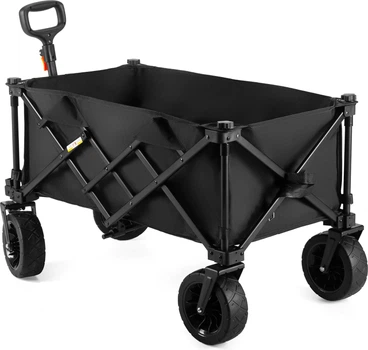 Візок туристичний складаний Outtec BlackRover 100 л з гумовими колесами Чорний 185379 (5905884421895)