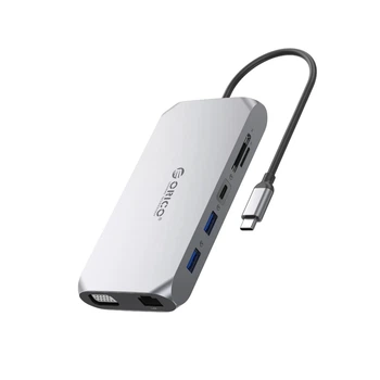 Док-станция USB-C Orico XCR 12-в-1 3×USB-A USB-C PD 100 Вт HDMI 4K VGA SD/microSD (6941788803923)