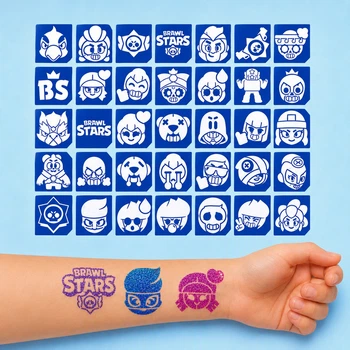 Набор трафаретов для блеск тату/глитер тату Бравл Старс Brawl Stars арт.170