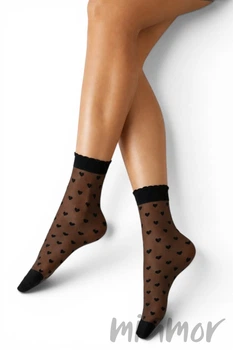 Шкарпетки в чорні серця Lores Cuori 20d One Size Mocca