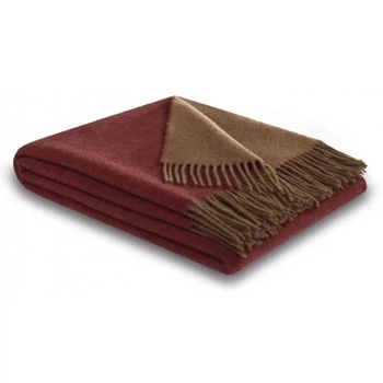 Плед Biederlack Cashmere-Plaid 490 GR, Полуторный, 130x170 см, Красный + Бежевый