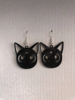 Сережки пластикові Котик Луна Sailor Moon Чорні
