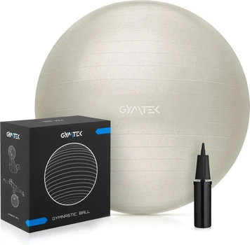М’яч для фітнесу Gymtek 65 см + насос Warm Grey (5905399053567)