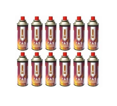 Газовый баллон X-Treme 400 мл EN417 цанговый газовый картридж для туристической плиты горелки кемпинга рыбалки походов и активного отдыха 12шт