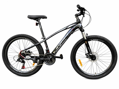 Горный велосипед MTB Viper Nevada 26", рама 13", 21 скорость, механические дисковые тормоза, стальная рама, амортизационная вилка, двойные алюминиевые обода, черно-белый