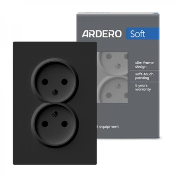 Розетка двойная Ardero ER112-B Soft 16А без заземления черная