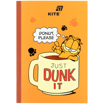 Блокнот А5, 40 сторінок в клітинку, обкладинка картон м'який Garfield GF26-091 Kite