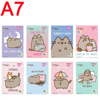 Блокнот А7, 48 сторінок в клітинку, обкладинка картон твердий, мікс Pusheen 152111 Yes