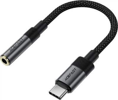 Аудиокабель Acefast J12 Type-C для 3.5 мм женщина, nylon braid, 0.15 м Black (6974316285281)