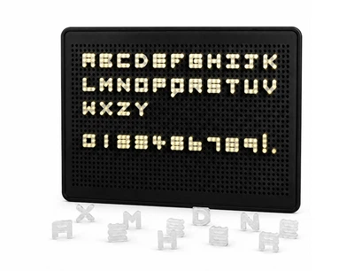 Світлодіодна LED дошка нічник з літерами та цифрами 29.5×21 см біле світіння чорна основа (SKU-100)