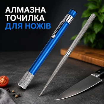 Алмазная точилка / точило / мусат 2 в 1 для заточки шлифовки ножей и ножниц для кухни, инструмент для затачивания, синий (86069028)